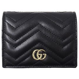 Billetera bi-fold Gucci GG Marmont en cuero negro