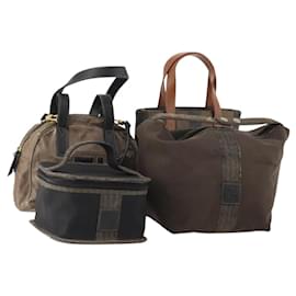 Bolso de mano FENDI de lona Pecan, lona recubierta, 4 piezas, marrón y negro, auténtico, bs34342 - Fendi