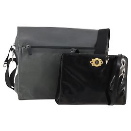 Borsa a Spalla Salvatore Ferragamo in Pelle 2 Pezzi Nero Grigio Auth bs34139