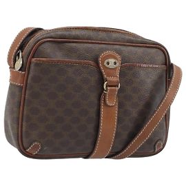 Céline Borsa a Spalla in Tela Macadam CELINE in Pelle PVC Marrone Oro Auth 174572