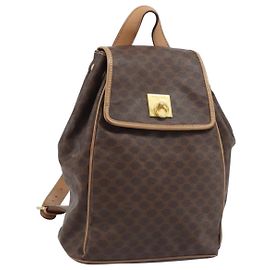 Céline Zaino in tela Macadam CELINE in pelle PVC marrone oro Auth SW2219