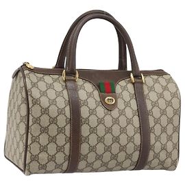 Borsa Boston in PVC beige e oro della linea Sherry GG Supreme di GUCCI 40 02 007 Auth mr2206