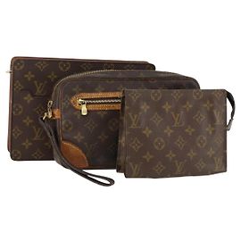 LOUIS VUITTON Borsa Clutch Monogram 3 Set LV Auth am10971