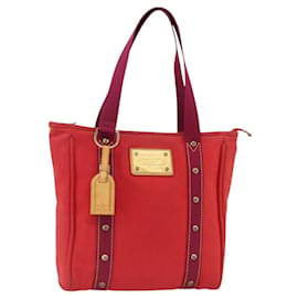 LOUIS VUITTON Antigua Cabas MM Tote Bag Red M40034 LV Auth ka3624