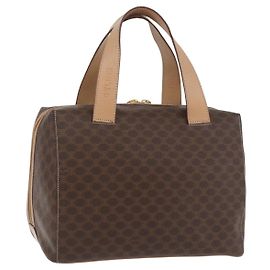 Céline CELINE Macadam Canvas Boston Tasche aus PVC-Leder in Braun Gold Auth BAZ795A