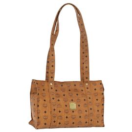 Borsa Tote Vicetos Logogram MCM in pelle PVC marrone e oro Auth 166783
