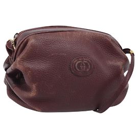 Borsa a Spalla in Pelle Bordeaux Gucci Oro 007 115 5770 Auth BA11806