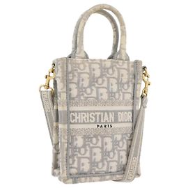 Borsa libro verticale in tela Trotter Christian Dior Mini Borsa 2way Auth BAZ782A