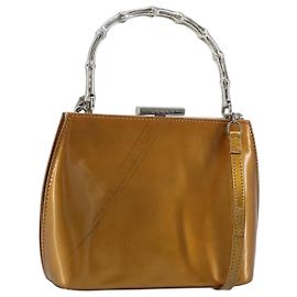 Borsa Gucci Bamboo in pelle lucida 2 in 1 tono oro 005 2046 0322 Auth YKZ590