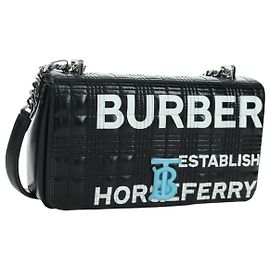 Borsa a spalla in pelle BURBERRY con catena, nera e argento, autentica am11155V