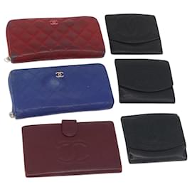 Portafoglio CHANEL Pelle 6 Set Blu Nero Rosso CC Auth BA11504
