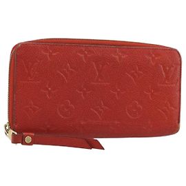 LOUIS VUITTON Zippy Lang Wallet Monogram Empreinte Rot M60737 LV Auth BA11507