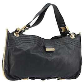 Sac à épaule en cuir noir et or Jimmy Choo Auth YKZ210