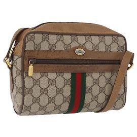 Borsa a Spalla Gucci GG Supreme Web Sherry Line PVC Beige 98 02 004 Auth BAZ558