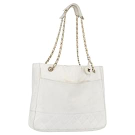 Borsa a spalla a catena CHANEL in pelle bianca oro CC Auth mr2247