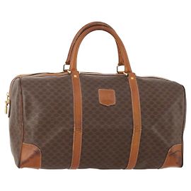 Céline Borsa Boston in tela Macadam CELINE in pelle PVC marrone e oro Auth YKZ215