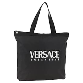 Bolsa Tote VERSACE em Nylon Preto Prata Auth ka3538 - Versace