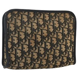 Pochette in tela Trotter Christian Dior Blu Navy Argento Auth bs34339
