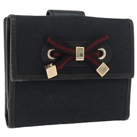 GUCCI GG Tela Pretty Portafoglio Nero Oro Marina 167466 Auth YKZ814A