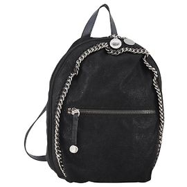 Autre Marque Falabella Rucksack aus schwarzem Wildleder mit Silber von Stella McCartney Auth BA11573