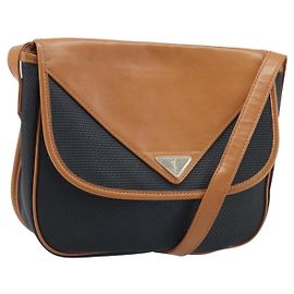 SAINT LAURENT Borsa a Spalla Pelle Nera Oro Auth 166787