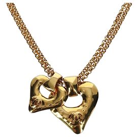 Collana a forma di cuore CHANEL metallo dorato CC Auth YKZ408M