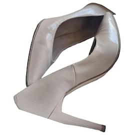 Beige patent leather and fabric pumps - Autre Marque