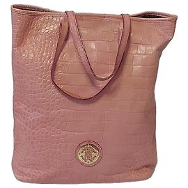 Roberto Cavalli Borsa tote in pelle rosa effetto coccodrillo