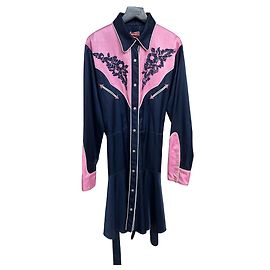 Kenzo Paris Navy & Pink Western-Stil Kleid – Größe S