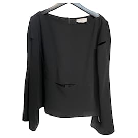 Thierry Mugler Haut noir structuré à manches longues Mugler avec détail découpé – Paris