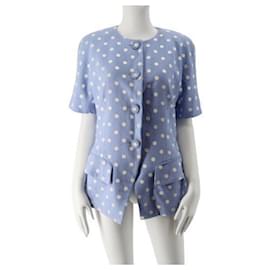 Giacca in lino blu a pois Christian Dior