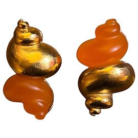 Orecchini a clip a forma di conchiglia dorata Christian Dior