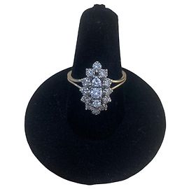 Autre Marque Anello "Marquise" in oro bianco 18K e platino