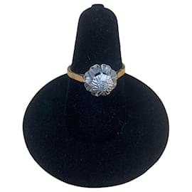 Bague "Solitaire" en or jaune et blanc 18K - Autre Marque