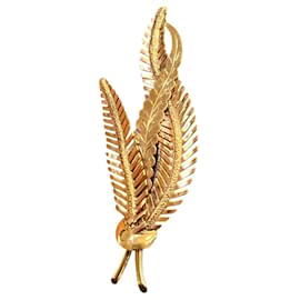 Autre Marque "Palmenzweig" Brosche aus 18K Gelbgold, mit gemeißeltem und strukturiertem Gold.