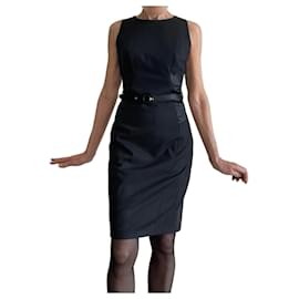 Black sleeveless sheath dress in two materials size 34-36 Pinko