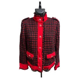Giacca in bouclé-tweed Dolce & Gabbana in rosso e nero audace.