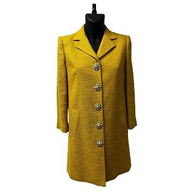 Dolce & Gabbana Cappotto Giallo Dolce&Gabbana con Bottoni a Fiori