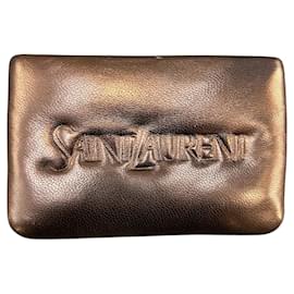 Portafoglio in pelle nera Saint Laurent con logo