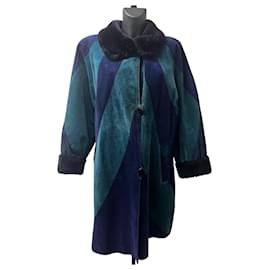 Cappotto in pelliccia blu e verde Jean-Louis Scherrer - Autre Marque