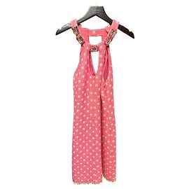 Vestido curto rosa Moschino com branco