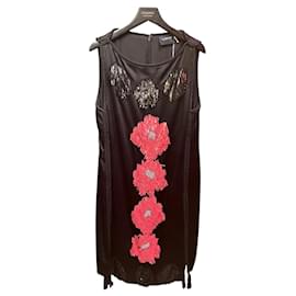 Abito senza maniche in satin nero Lanvin