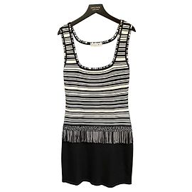 Schwarzes Dior-Kleid mit weißen Streifen aus Wolle