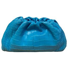 Bottega Veneta Light Blue Pouch in Crocodile leather