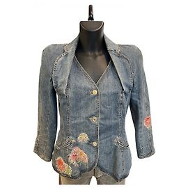 Chaqueta de denim Christian Dior con motivos florales de John Galliano