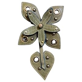 Miu Miu fir-green floral brooch