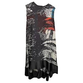 Abito in seta stampata Balenciaga Paris Grafica astratta Senza maniche