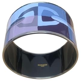 Bracelet jonc en émail imprimé plaqué palladium Chaîne d'Ancre Optique Hermes - Hermès