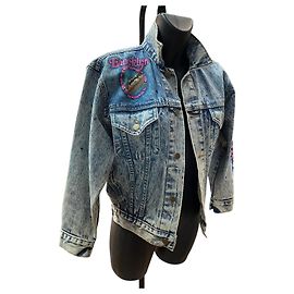 Autre Marque Veste en denim vintage Tony Alamo de Brooklyn peinte à la main avec des strass rare des années 80
