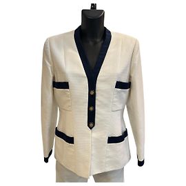 White and Blue Chanel Tailored Jacket